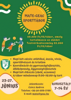 Várja a jelentkezőket a MATE-Gödöllői EAC nyári sporttábora